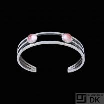 N.E. From. Sterling Silver Bangle with Rose Quartz. 1960s