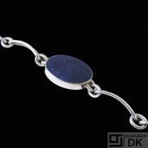 N.E. From. Sterling Silver Bracelet with Lapis Lazuli - Denmark 1960s