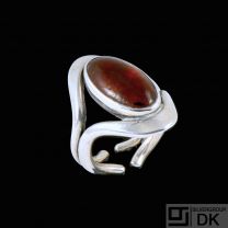 N.E. From. Sterling Silver Ring with Amber. Denmark - 1960s.