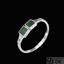 N.E. From - Denmark. Sterling Silver Bangle with Nephrite #12.