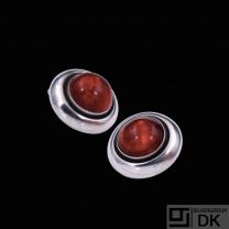 N.E. From - Denmark. Sterling Silver Ear Clips with Amber.