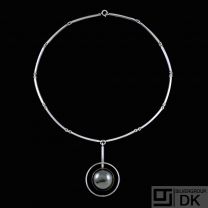 N.E. From - Denmark. Sterling Silver Necklace / Pendant with Hematite.