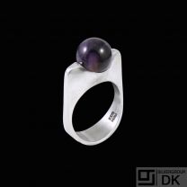 N.E. From - Denmark. Sterling Silver Ring with Amethyst.