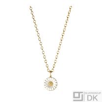 Georg Jensen. Gold Plated Sterling Silver DAISY Pendant with white Enamel - 11mm.