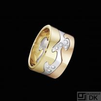 Georg Jensen. Fusion 3-piece Ring - 18k. Yellow, Rose & White Gold with Diamonds. Size 62mm