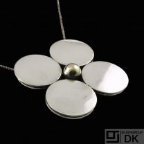 Ole Waldemar Jacobsen. Large Sterling Silver Pendant with 18k Gold Ball.