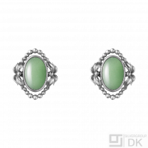 Georg Jensen. Sterling Silver Ear Clips of the Year with Aventurine - Heritage 2022