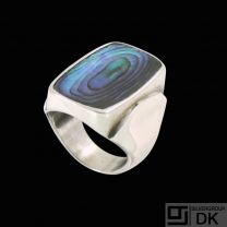 Palle Bisgaard - Denmark. Sterling Silver Ring with Abelone #1. 1960s