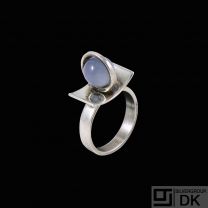 Poul Warmind. Sterling Silver Ring with Chalcedony #755 - 1960s.