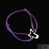 Georg Jensen. Splash Bracelet, sterling silver / Purple Cotton Cord. #88B