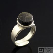 Vintage Silver Ring w/ Spectrolite - David Andersen,  Norway