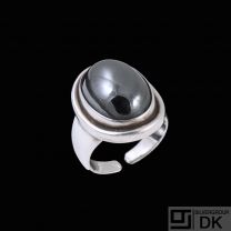 Georg Jensen. Sterling Silver Ring with Hematite #46A - Size 52mm