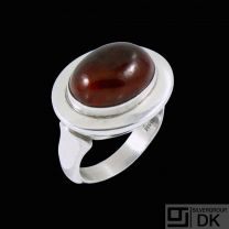 N.E. From. Sterling Silver Ring with Amber. Denmark - 1960s.