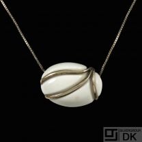 Royal Copenhagen. Gold Plated Sterling Silver Pendant with Porcelain.