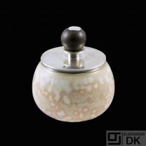 Royal Copenhagen - Hingelberg.  Stoneware Jar with Sterling Silver Lid.