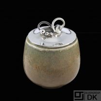 Royal Copenhagen - Holger Rasmussen. Stoneware Jar with Sterling Silver Lid.