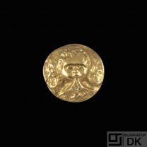 Royal Copenhagen / A. Michelsen. Gold Plated Porcelain and Sterling Silver Brooch / Pendant #4835.