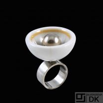 Royal Copenhagen / A. Michelsen. Porcelain and Sterling Silver Ring.