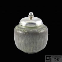 Royal Copenhagen / Evald Nielsen. Stoneware Jar with Silver Lid.