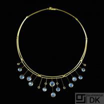 Just Andersen. 18k Gold Necklace with Moonstones.