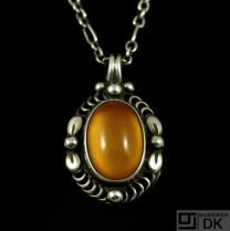 Georg Jensen Sterling Silver Pendant of the Year 1995 with Amber - Heritage