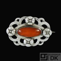 Carl M. Cohr. Art Nouveau Silver Brooch with Amber.