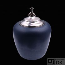 Saxbo - A.F. Rasmussen. Large Stoneware Jar with Sterling Silver Lid. 