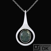 Georg Jensen. Sterling Silver Pendant with Moss Agate #155 - Max Brammer