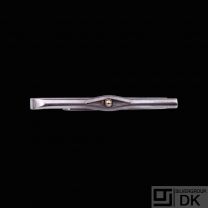 SIK - Denmark. Sterling Silver Tie Bar / Clip with 18k Gold Ball.