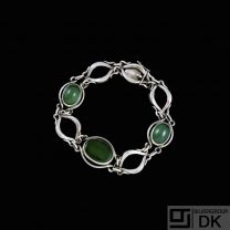 Svend Aage Jespersen - Denmark. Sterling Silver Bracelet with Green Agate.