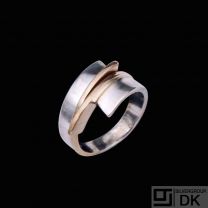 Toftegaard - Denmark. Sterling Silver Ring with 14k Gold.
