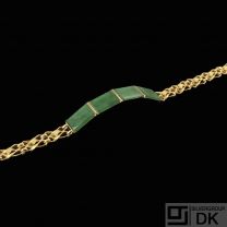 V. Krag - Denmark. 14k Gold Bracelet with Jade.