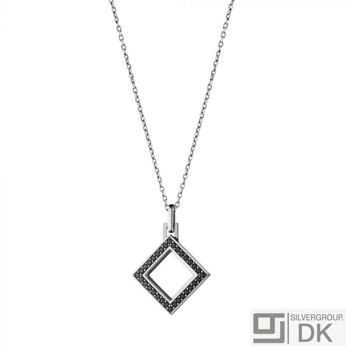Georg Jensen Silver Pendant # 570 A - NOCTURNE with Black Diamonds