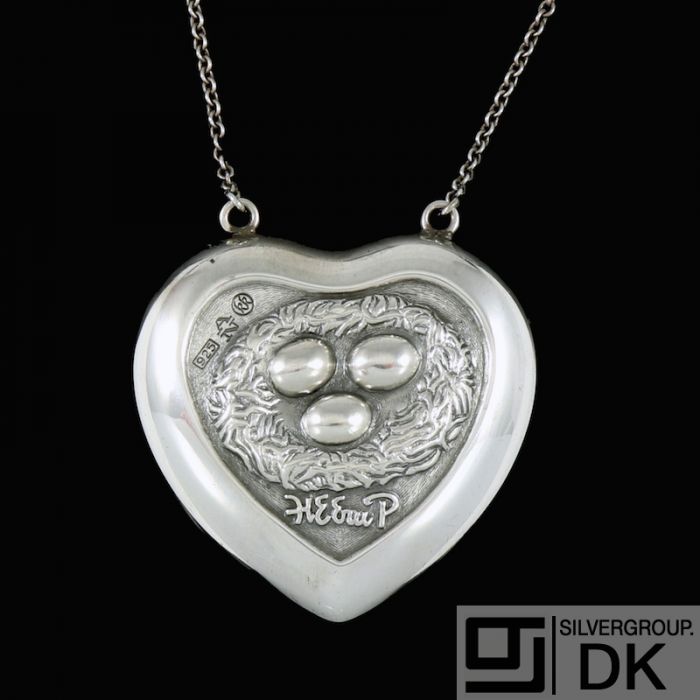 Henry Heerup for Kalevala Koru. Sterling Silver Heart Pendant Necklace