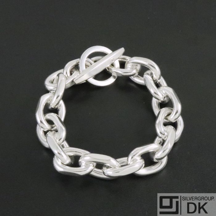 Danish Sterling Silver Anchor Chain Bracelet. 126 g.