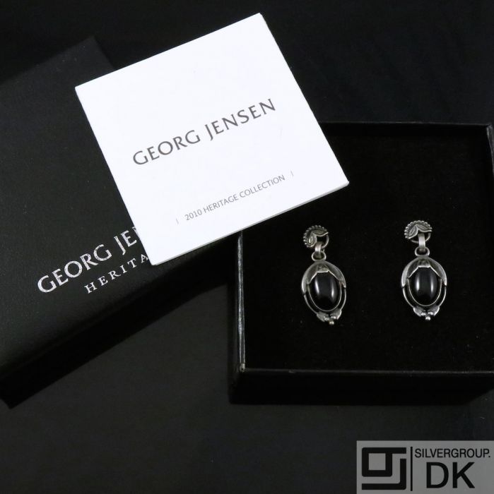 Georg Jensen. Silver Earrings of the Year 2010 Black Agate - Heritage.