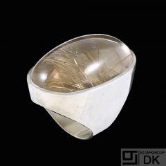 Allan B. Larsen - Copenhagen. Large Sterling Silver Ring with Rutilated Quartz.