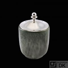 Arne Bang (1901 - 1983). Stoneware Jar with Silver Lid.