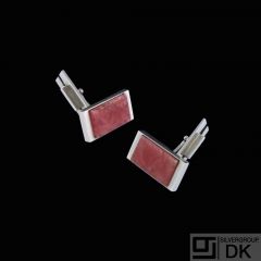 Erik Bagger. 14k White Gold Cufflinks with Tugtupit.