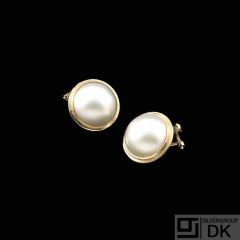 Danish 14k Gold Ear Clips with Pearl.