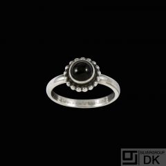 Georg Jensen. Sterling Silver Ring with Onyx #9B - Moonlight Blossom. 53mm.