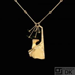 Lapponia. 14k Gold Necklace with Aventurine - Björn Weckström - 1975