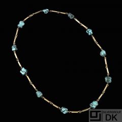 Handmade 14k Gold Necklace with Turquoise.