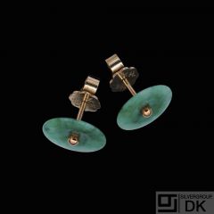 Vilhelm Holmstrup - Copenhagen. 14k Gold Earrings with Jade.